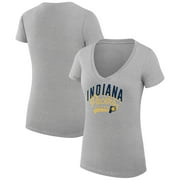 Women's G-III 4Her by Carl Banks Heather Gray Indiana Pacers Filigree Logo V-Neck Fitted T-Shirt